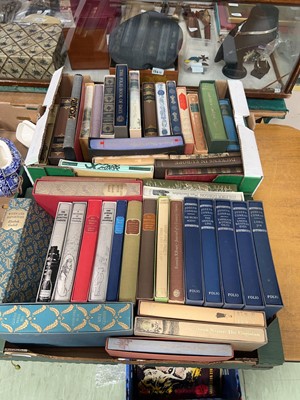 Lot 528 - Two trays of Folio Society hardback books to...