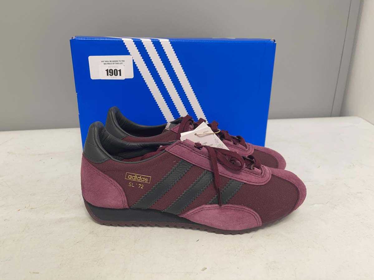 Lot Adidas UK6.5 SL 72 PT trainers in maroon - boxed