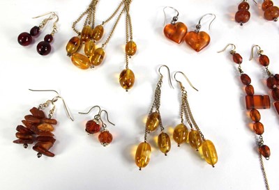 Lot 777 - Thirteen pairs of amber-type ear pendants (13...