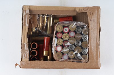 Lot 2064 - (S2) Assorted 14 bore brass and paper...