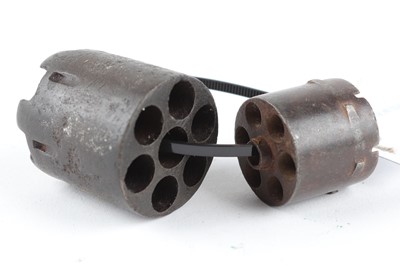 Lot 1160 - A Belgian pinfire revolver cylinder and a...