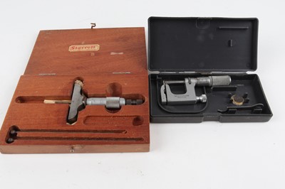 Lot 1191 - Cased Starrett 440 micrometer depth gauge 0-3...
