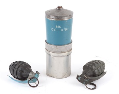 Lot 7 - Two inert 'Pineapple' grenades and an 84mm...