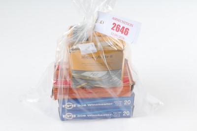 Lot 2646 - (S1) 110 x .308 Win. rifle cartridges, assorted