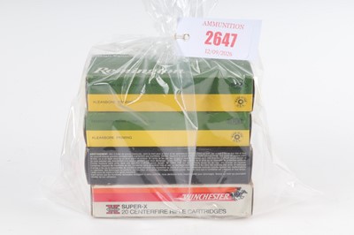 Lot 2647 - (S1) 80 x .22-250 Rem. rifle cartridges, assorted