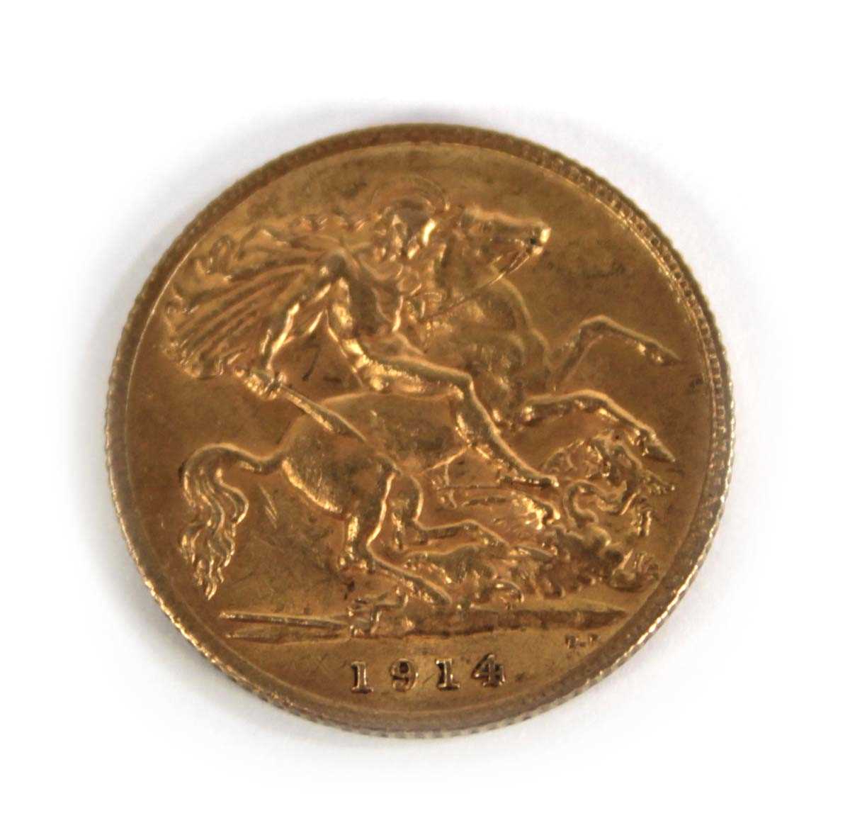 Lot 402 - A half sovereign dated 1914