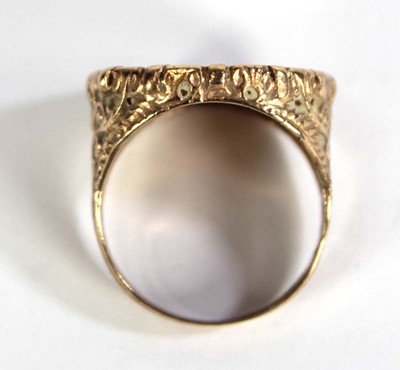 Lot 403 - A 9ct yellow gold ring set half sovereign...