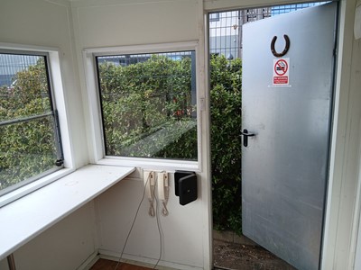 Lot 4012 - Mobile security site gate house, windows to...