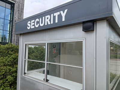Lot 4012 - Mobile security site gate house, windows to...