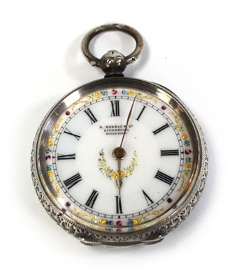 Lot 422 - A silver open face fob watch by E. Harris & Co....