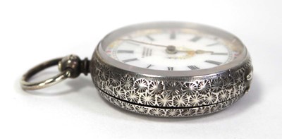 Lot 422 - A silver open face fob watch by E. Harris & Co....