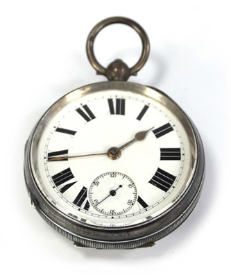 Lot 423 - A silver open face pocket watch, the white...