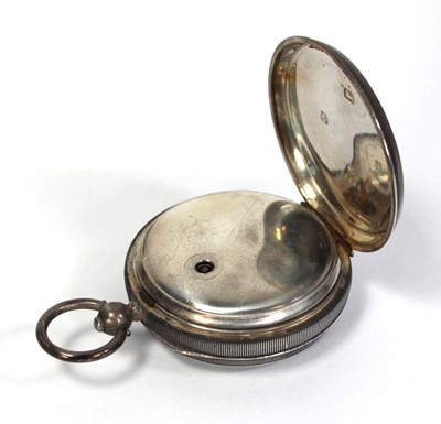 Lot 423 - A silver open face pocket watch, the white...
