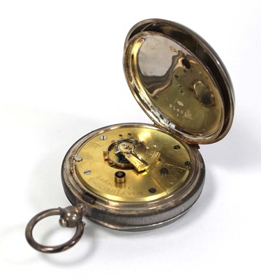 Lot 423 - A silver open face pocket watch, the white...