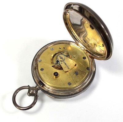Lot 423 - A silver open face pocket watch, the white...