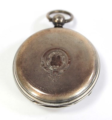 Lot 424 - A silver open face pocket watch, the silvered...