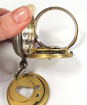 Lot 424 - A silver open face pocket watch, the silvered...