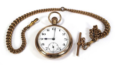 Lot 425 - A gold plated open face pocket watch, the...