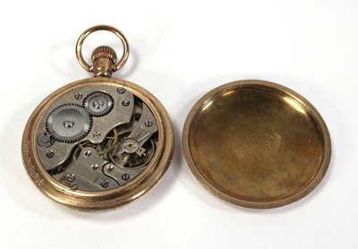 Lot 425 - A gold plated open face pocket watch, the...