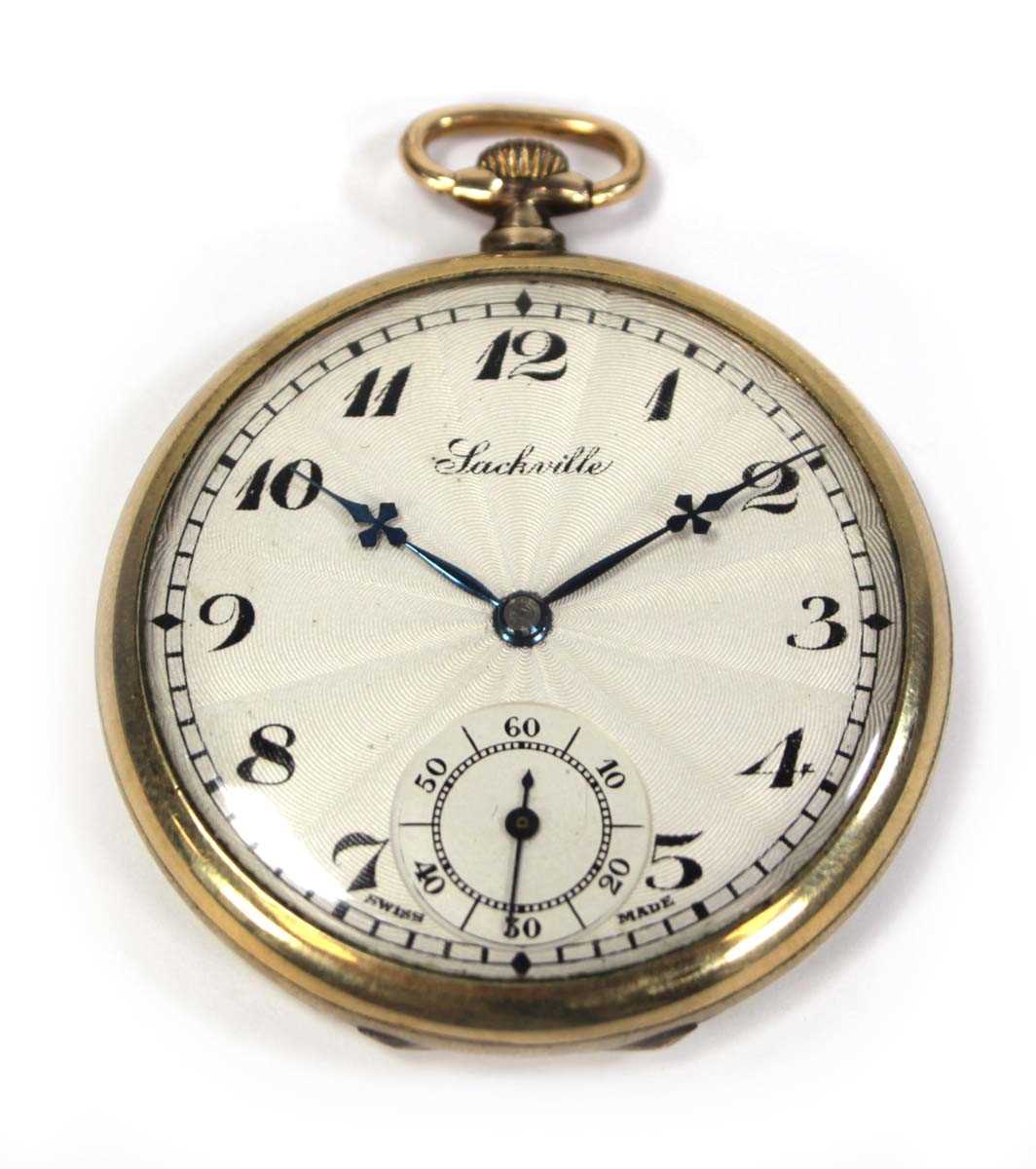 Lot 428 - A gold plated open face dress pocket watch by...