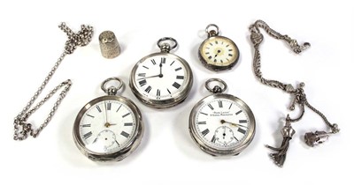 Lot 429 - Three silver open face pocket watches, a...