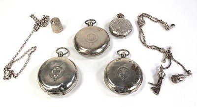 Lot 429 - Three silver open face pocket watches, a...