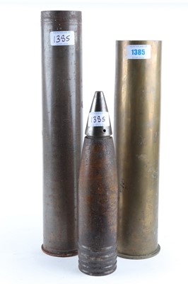 Lot 1385 - A German WWI 10cm Kanone 04 brass shell case...