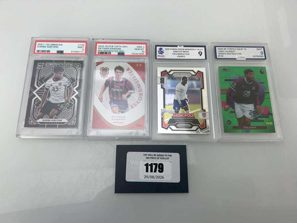 Lot 1179 - (4) Graded Football Trading cards including...