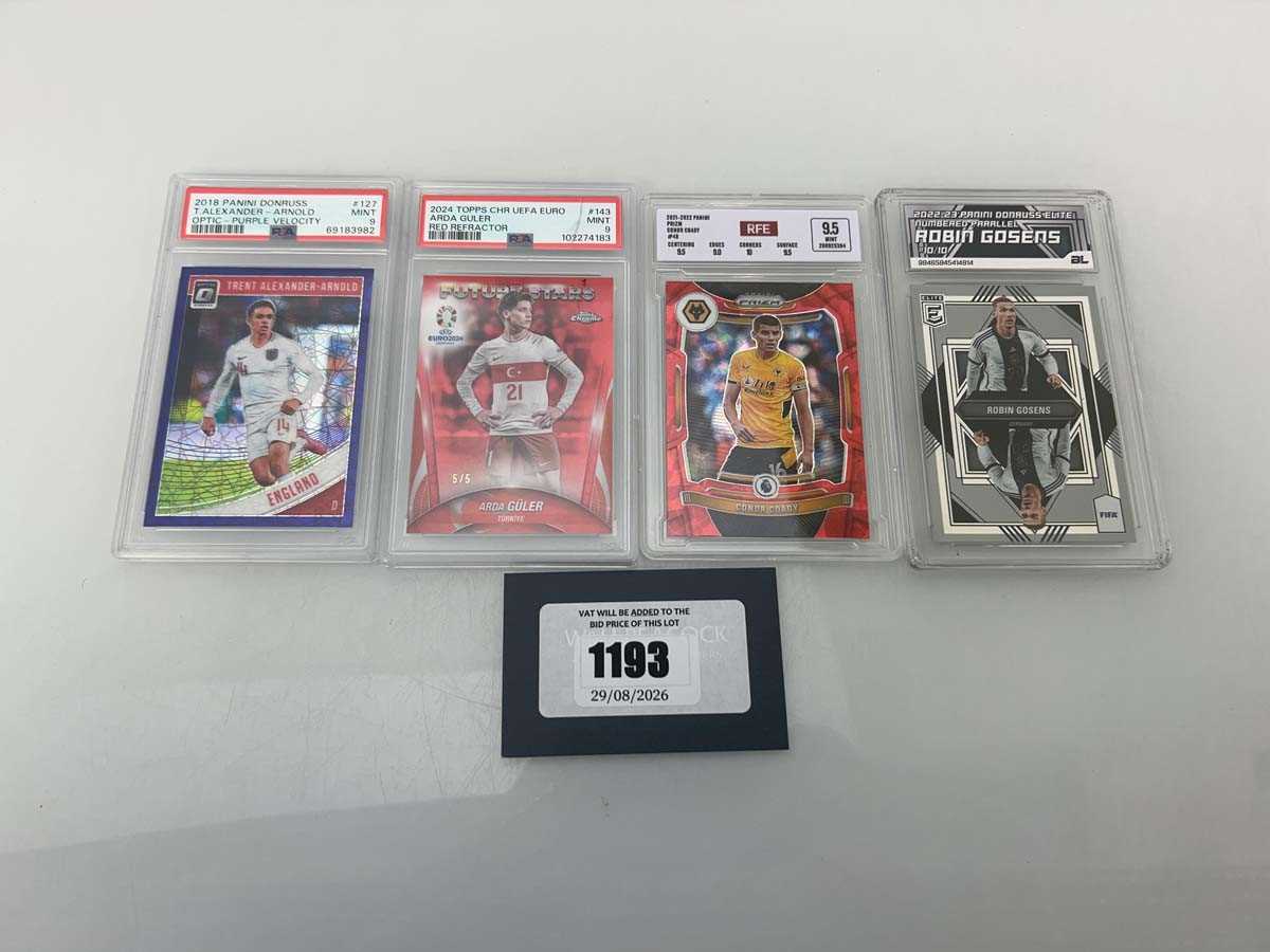Lot 1193 - (4) Graded Football Trading cards including...