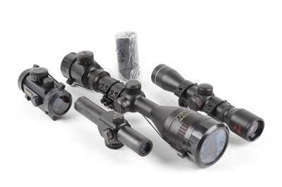 Lot 1212 - 3-9x50AO Rhino scope with mounts, with 3 other...