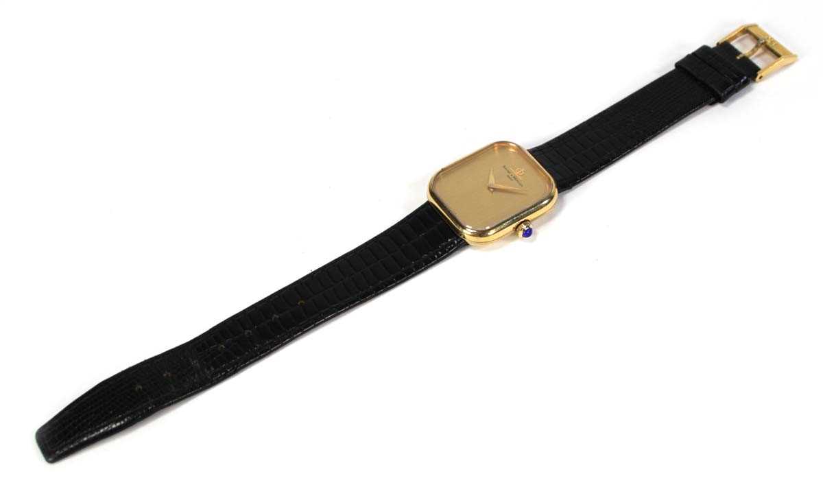 Lot 460 - An 18ct yellow gold wristwatch by Baume &...