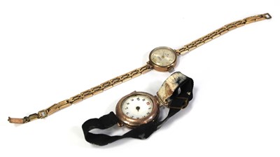 Lot 464 - A ladies part 9ct yellow gold wristwatch by...