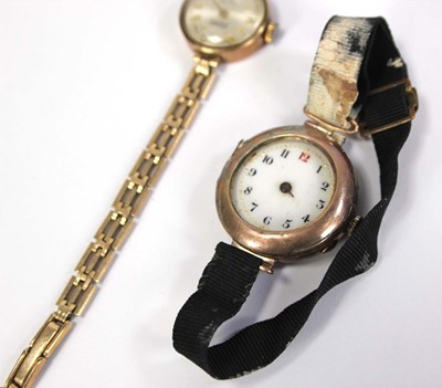 Lot 464 - A ladies part 9ct yellow gold wristwatch by...