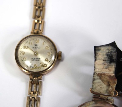 Lot 464 - A ladies part 9ct yellow gold wristwatch by...