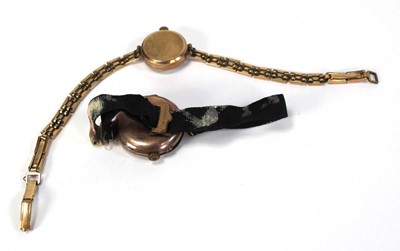 Lot 464 - A ladies part 9ct yellow gold wristwatch by...