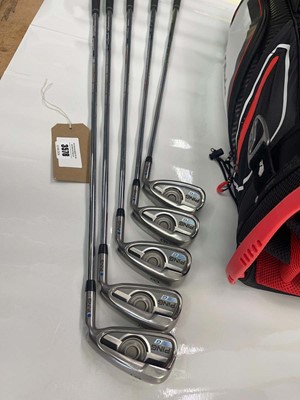 Lot 3578 - TaylorMade gold club bag and set of 5 ping...