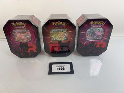 Lot 1503 - 3x Pokémon TCG: Team Rocket Tins (Mewtwo,...