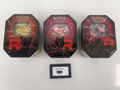 Lot 1901 - 3x Pokémon TCG: Team Rocket Tins (Mewtwo,...