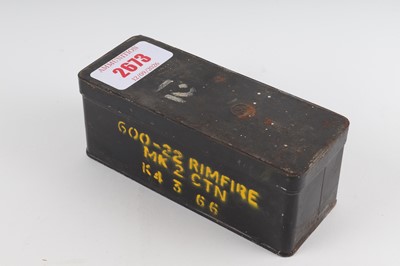 Lot 2673 - (S1) 600 x .22 Mk2 cartridges in military tin,...