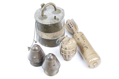 Lot 1555 - Two WWI shell heads dated 12/16 and 5/17...