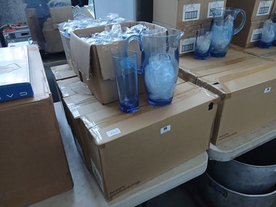 Lot 25 - 4x boxes containing 3 Strahl blue glass...