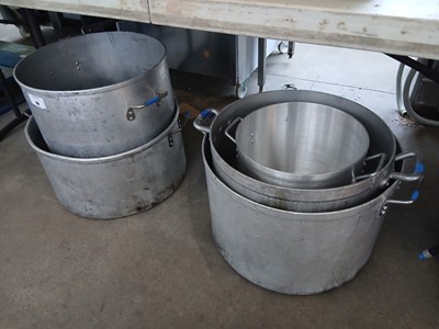 Lot 39 - 5x various sized large twin-handled aluminium...