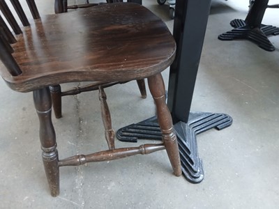 Lot 54 - 7x 67cm2 top white tables with 15x wooden...
