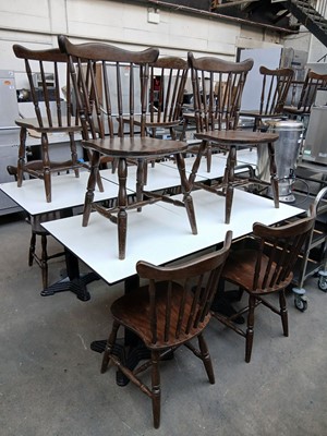 Lot 54 - 7x 67cm2 top white tables with 15x wooden...