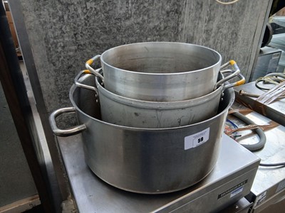 Lot 59 - Large stainless steel plus 2x smaller...