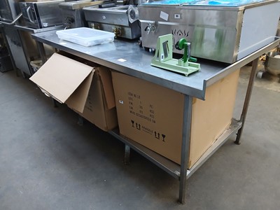 Lot 191 - 210 cm stainless steel preparation table with...