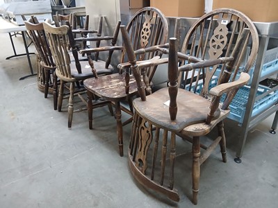 Lot 214 - 9 x wheel-back dining chairs