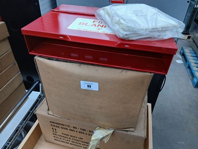 Lot 93 - 4x large boxes and some loose fire blankets...
