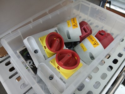 Lot 108 - Box with heavy duty sockets and switches