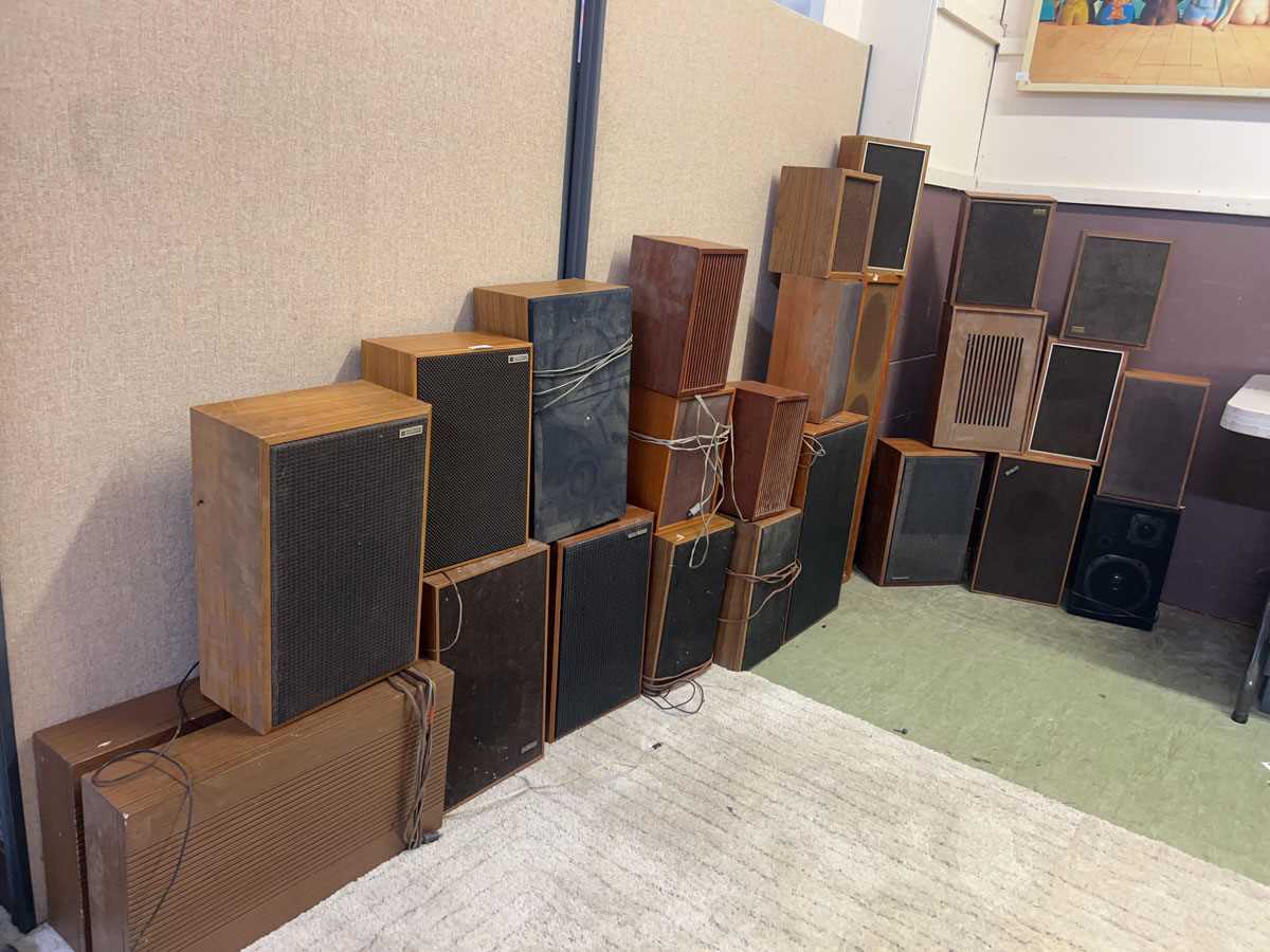 Lot A large assortment of speakers by various...
